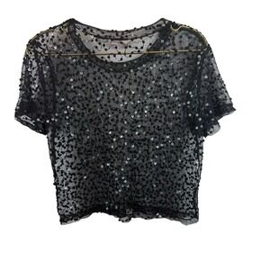 Corina Fashions‎ Vintage 100% Nylon Sequin See Through Top Size M